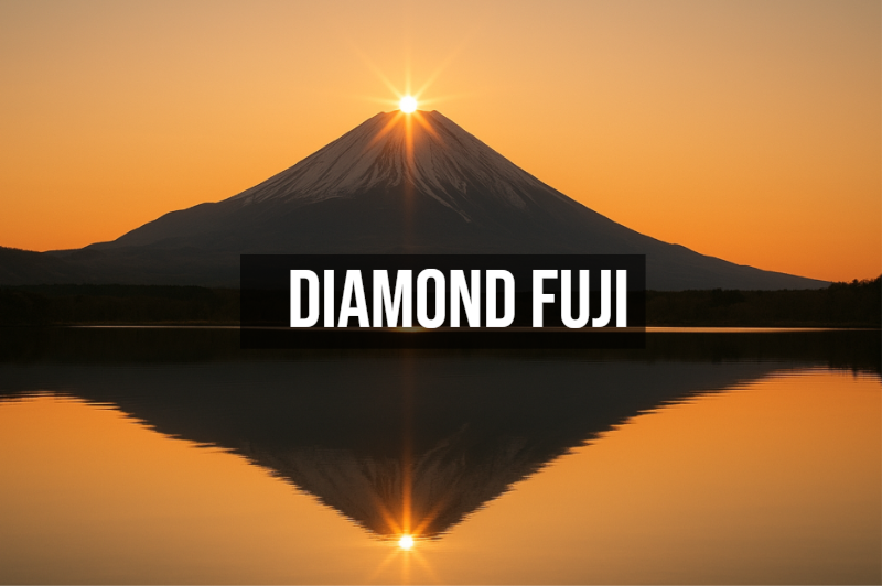 Diamond Fuji view from Tokyo Skytree observation deck - 634m tower with Mt Fuji sunset alignment Tokyo Japan