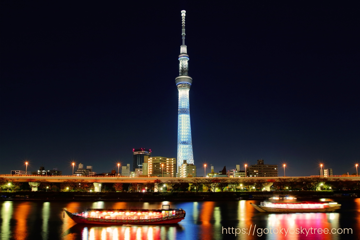 Tokyo Skytree tower night LED illumination Japan landmark