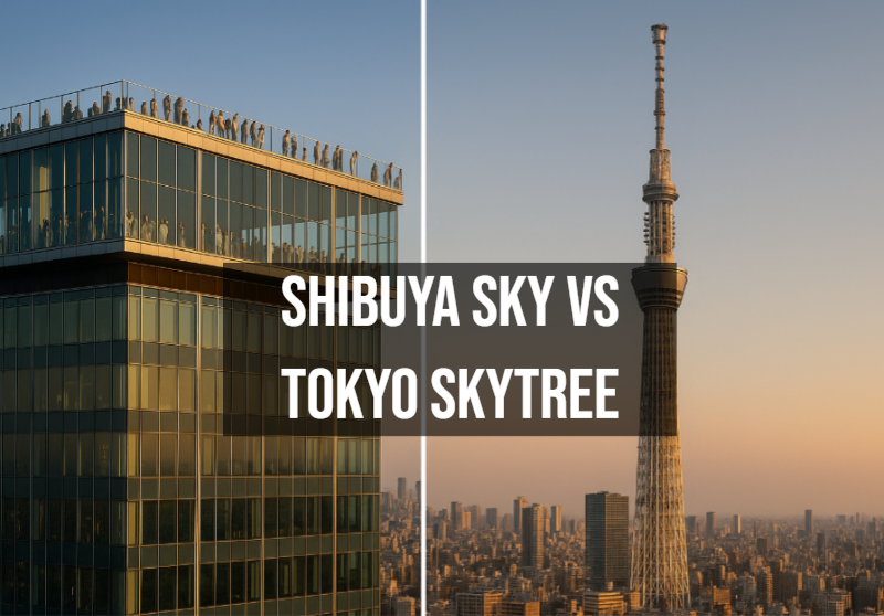 Shibuya Sky vs Tokyo Skytree comparison - observation deck towers in Tokyo Japan skyline