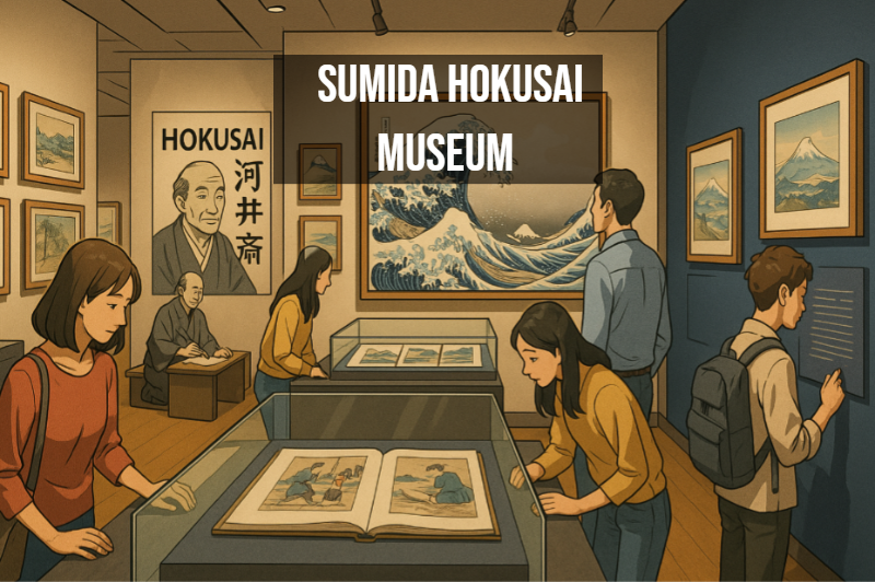 Sumida Hokusai Museum near Tokyo Skytree observation deck - cultural attractions and museums in Tokyo Japan tourist area